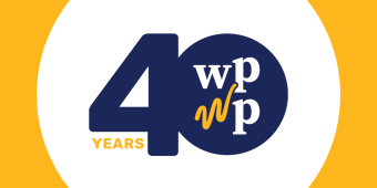 A white circle with the number 40 and WPWP 